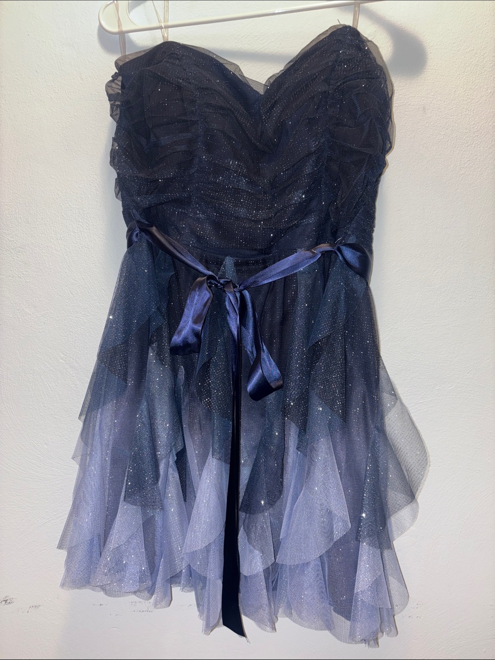 Girls Navy Sparkle Tulle Homecoming Dress